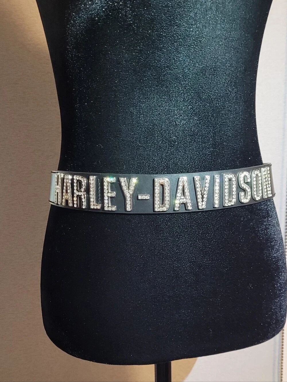 Harley-Davidson Women's Black Sparkling Crystal Logo Belt.  Cool Very Chic